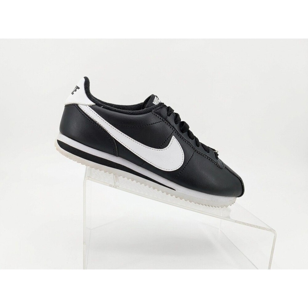 Nike Classic Cortez Leather Shoes Mens Black White Sneakers 819719-012 M7 W8.5